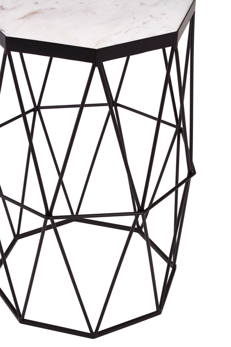 Shalimar White Marble and Black Finish Octagonal Side Table