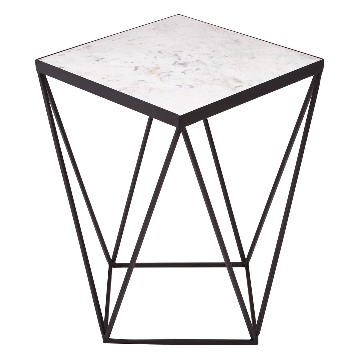 Shalimar White Marble and Black Finish Square Side Table
