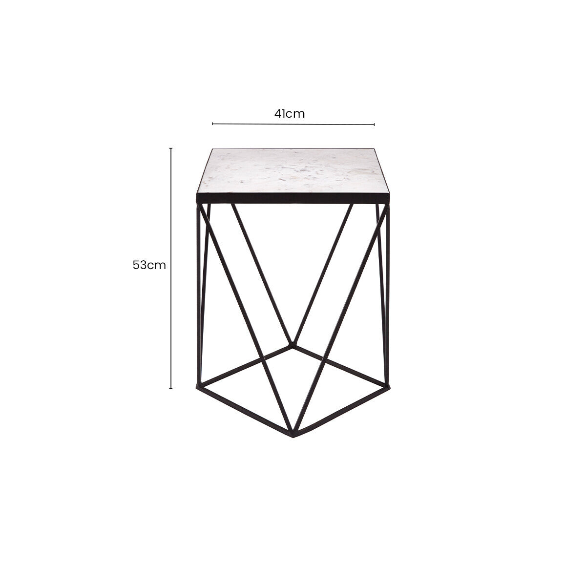 Shalimar White Marble and Black Finish Square Side Table
