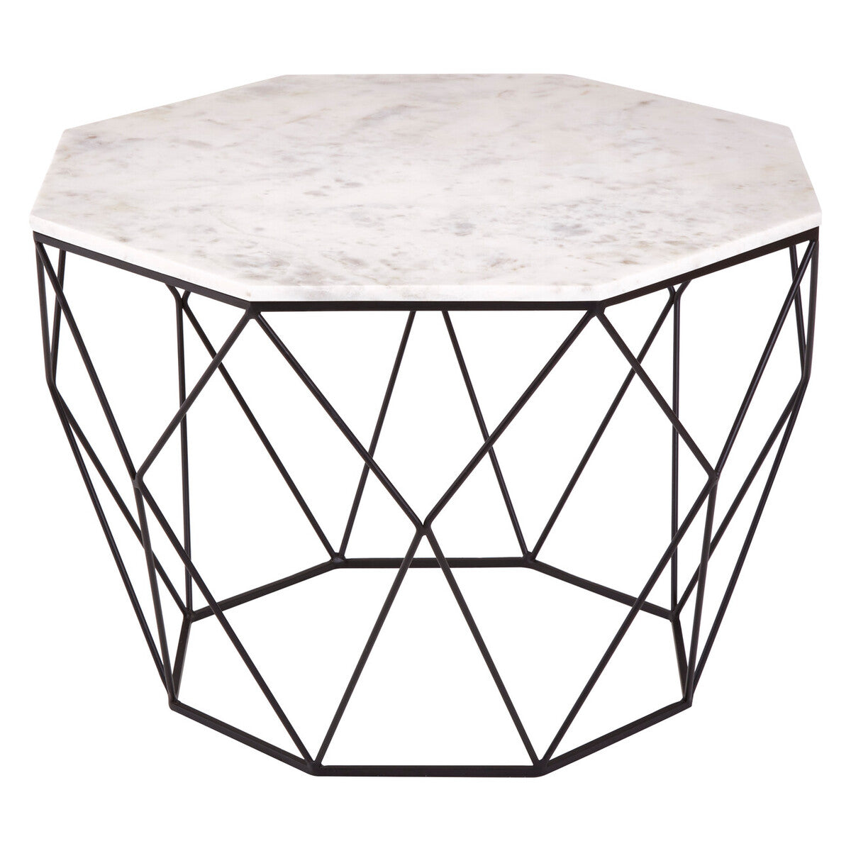Shalimar White Marble and Black Finish Octagonal Coffee Table