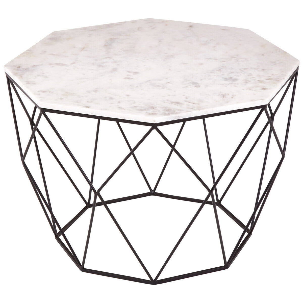 Shalimar White Marble and Black Finish Octagonal Coffee Table