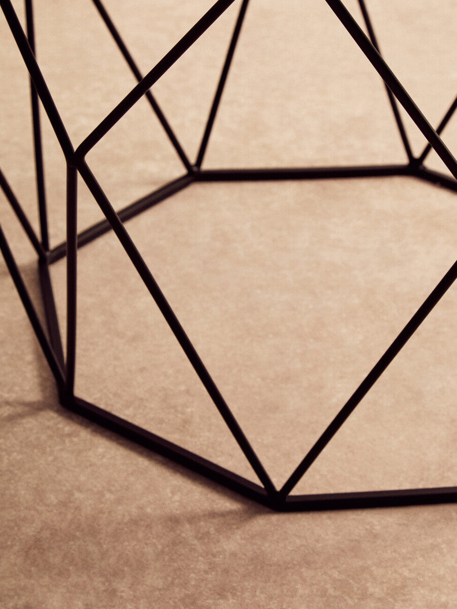 Shalimar White Marble and Black Finish Octagonal Coffee Table