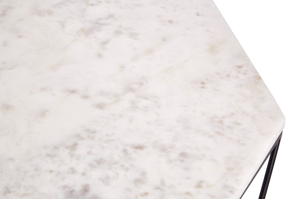 Shalimar White Marble and Black Finish Octagonal Coffee Table