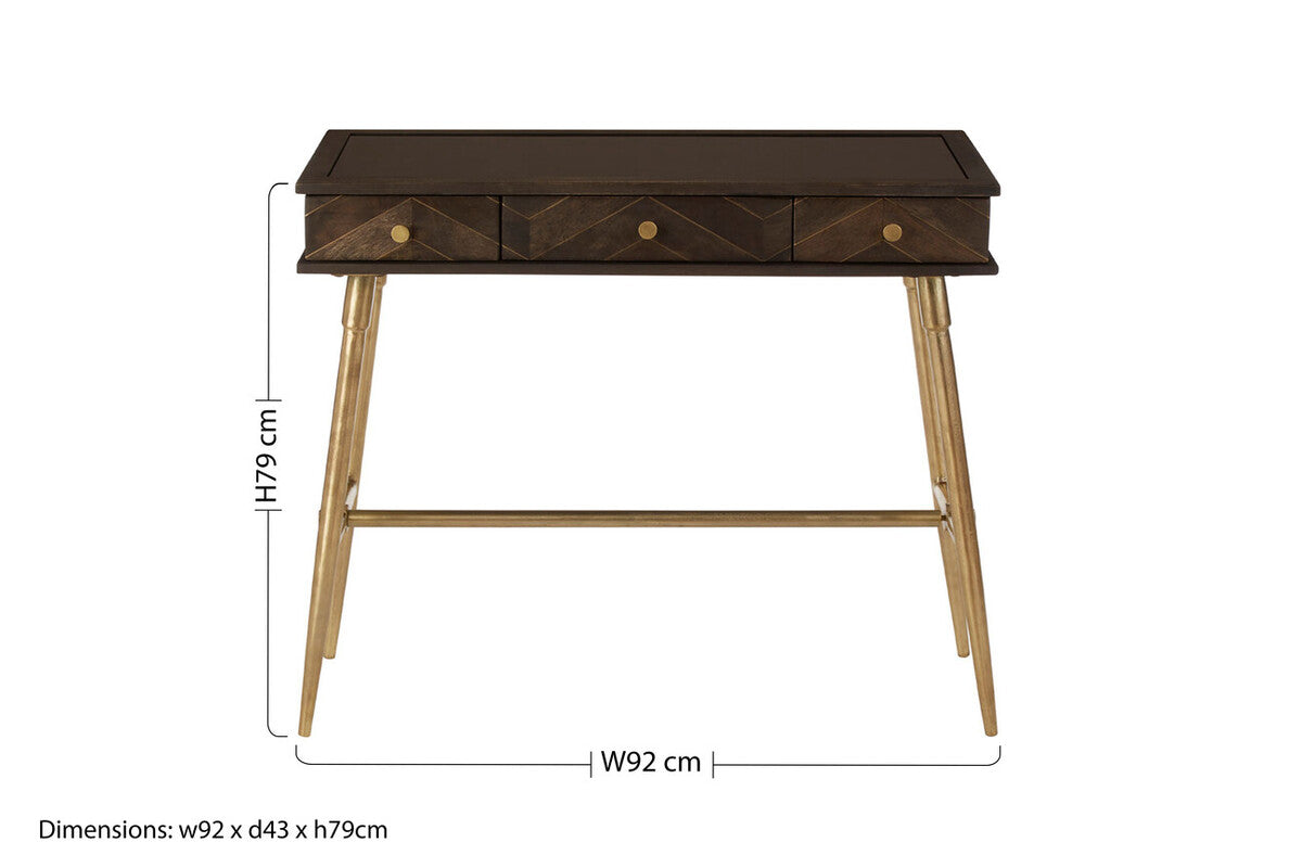 Sagor Dark Mango Wood Console Table with Drawers
