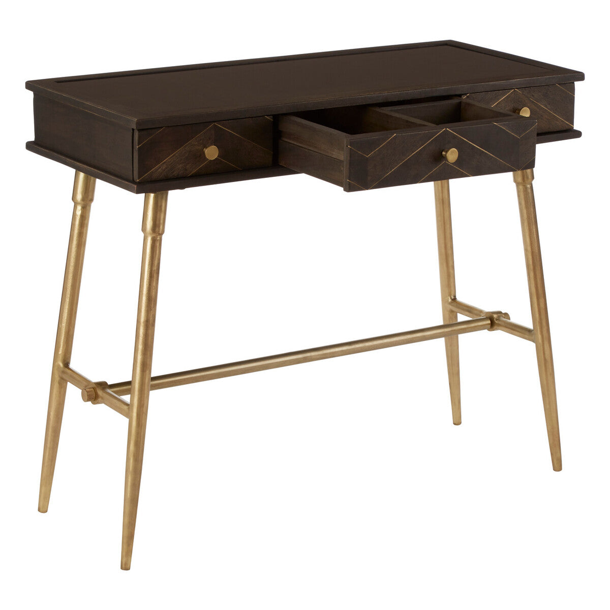 Sagor Dark Mango Wood Console Table with Drawers