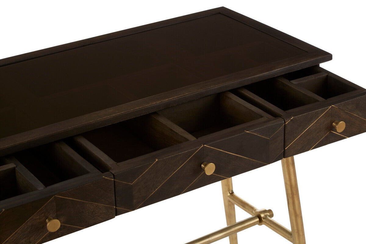 Sagor Dark Mango Wood Console Table with Drawers