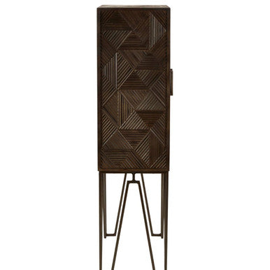 Saira Grey Carved Mango Wood 2 Door Cabinet