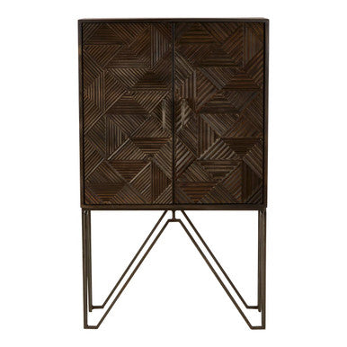 Saira Grey Carved Mango Wood 2 Door Cabinet