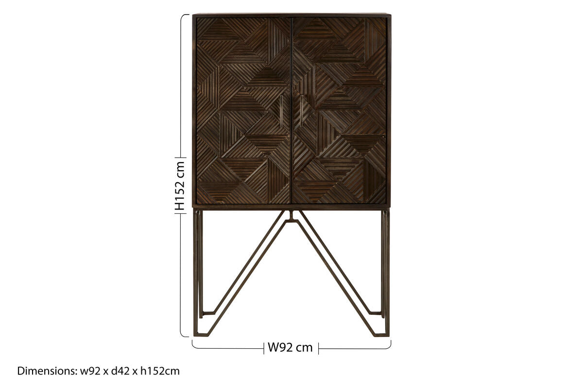 Saira Grey Carved Mango Wood 2 Door Cabinet