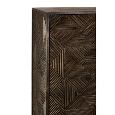 Saira Grey Carved Mango Wood 2 Door Cabinet