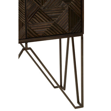 Saira Grey Carved Mango Wood 2 Door Cabinet