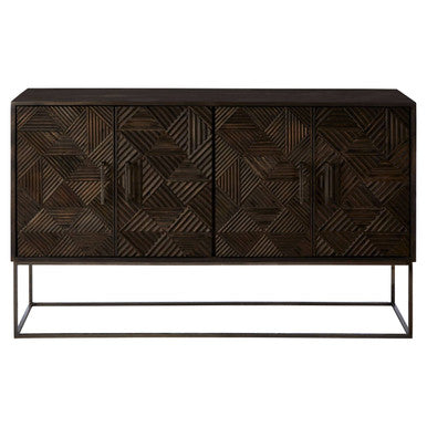 Saira Grey Carved Mango Wood 4 Door Sideboard