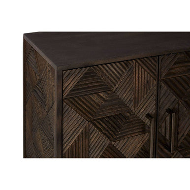 Saira Grey Carved Mango Wood 4 Door Sideboard