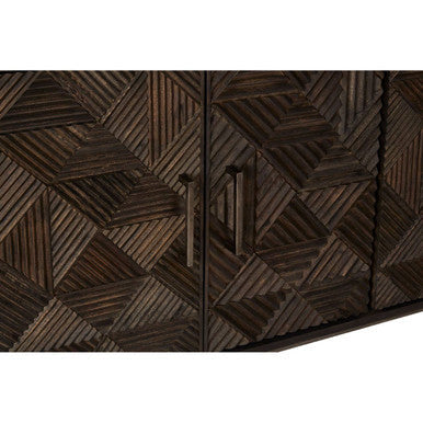 Saira Grey Carved Mango Wood 4 Door Sideboard