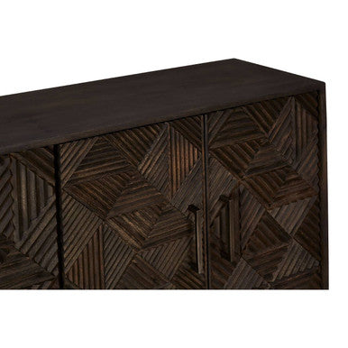 Saira Grey Carved Mango Wood 4 Door Sideboard