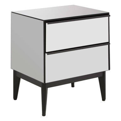 Rovigo Black Finish and Mirrored 2 Drawer Chest