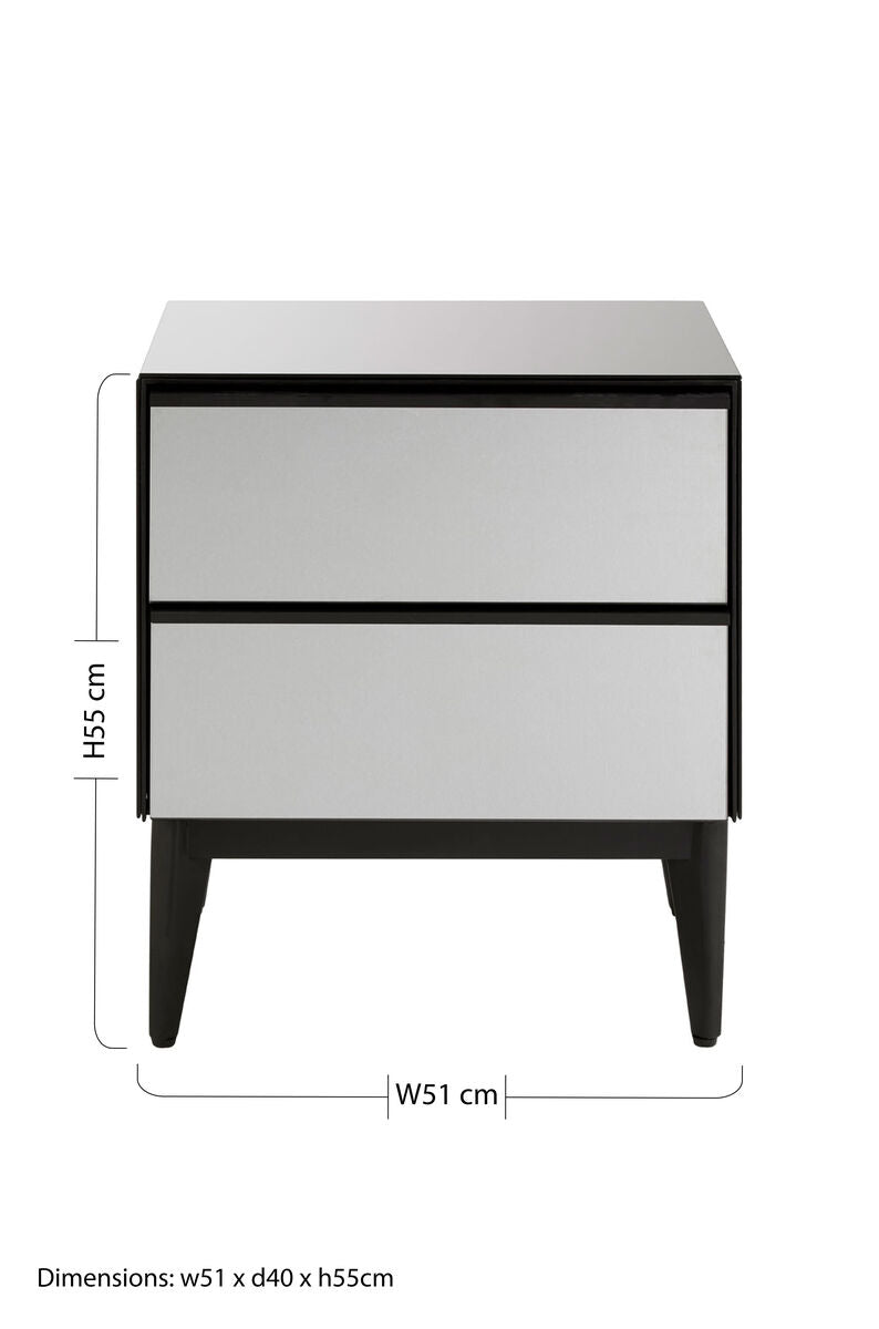Rovigo Black Finish and Mirrored 2 Drawer Chest