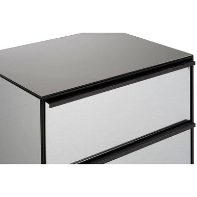 Rovigo Black Finish and Mirrored 2 Drawer Chest