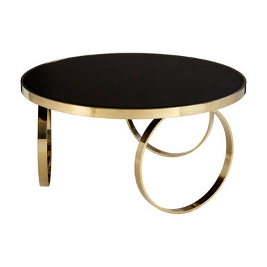 Ragusa Black Mirrored Glass Round Coffee Table