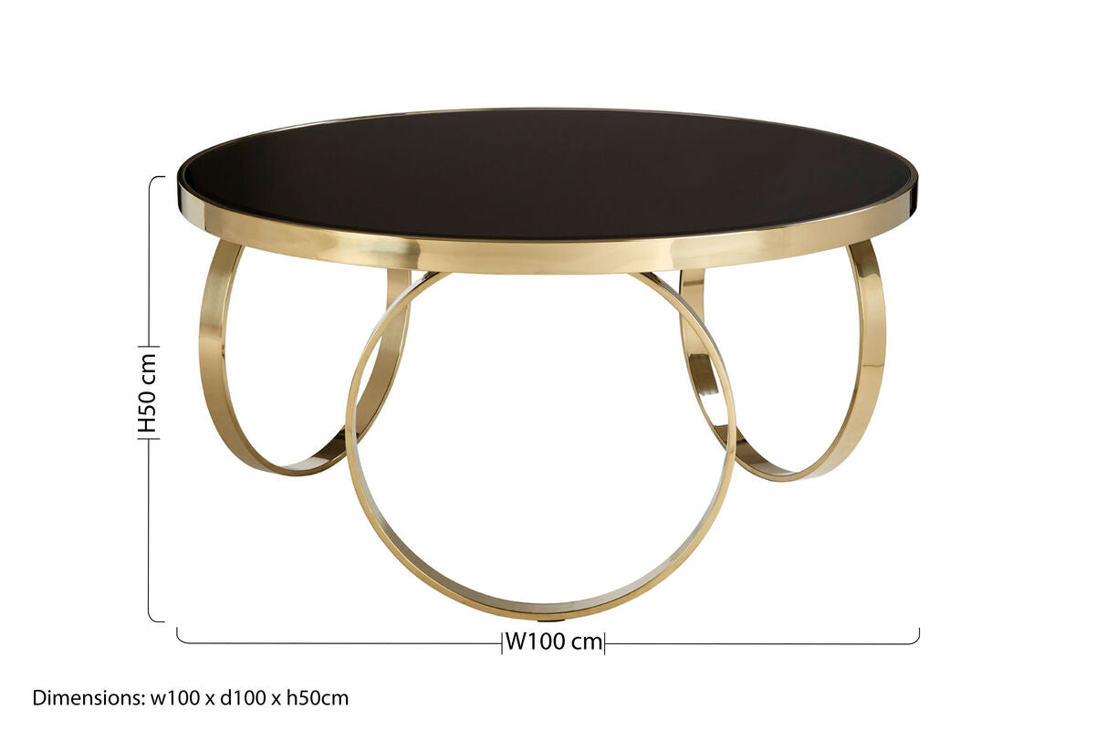 Ragusa Black Mirrored Glass Round Coffee Table