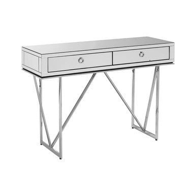 Rovo Mirrored and Silver Finish Console Table with Drawers