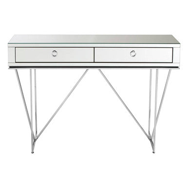 Rovo Mirrored and Silver Finish Console Table with Drawers