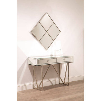 Rovo Mirrored and Silver Finish Console Table with Drawers