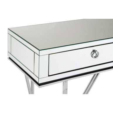 Rovo Mirrored and Silver Finish Console Table with Drawers
