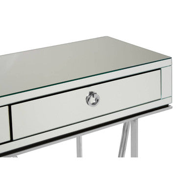 Rovo Mirrored and Silver Finish Console Table with Drawers