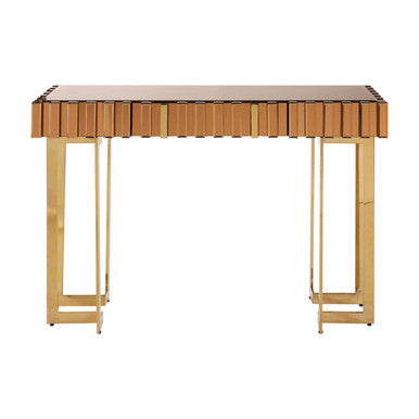 Gold Mirrored Console Table with Drawer