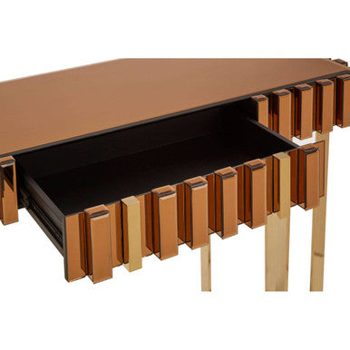 Rivoli Gold Mirrored Console Table with Drawer