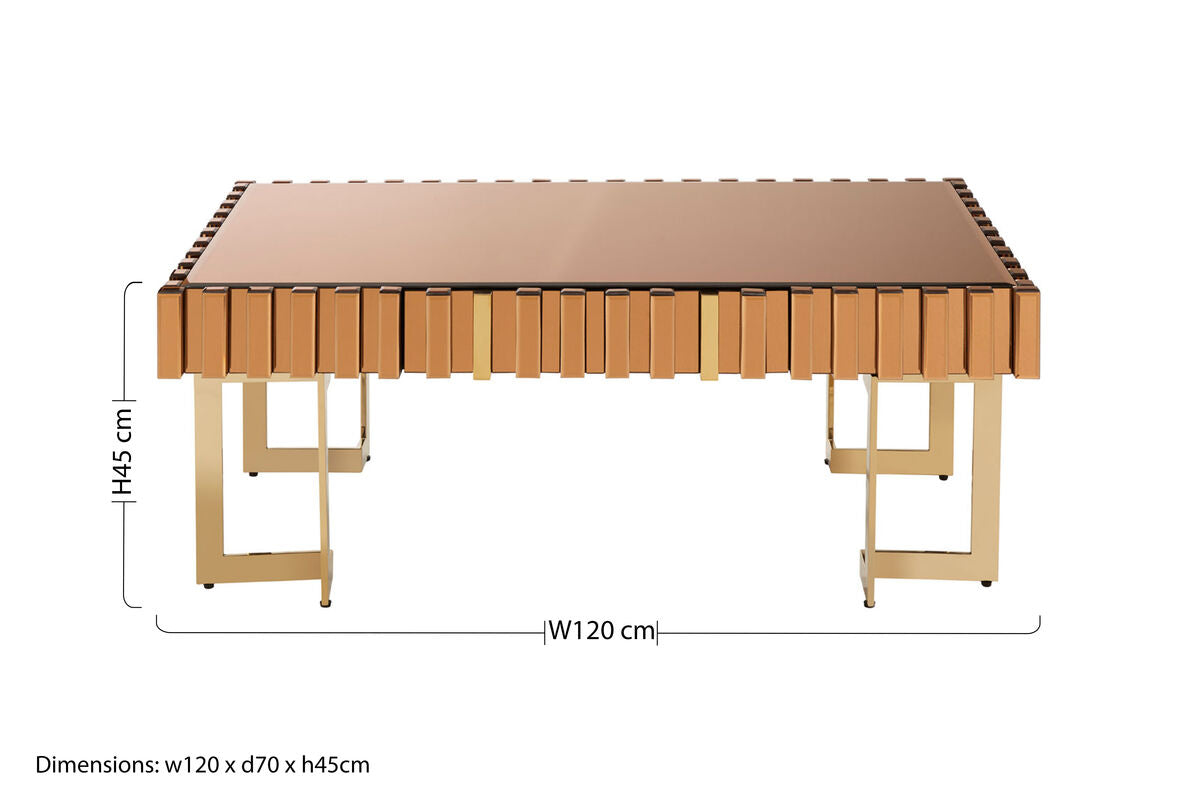 Rivoli Gold Mirrored Coffee Table with Drawer