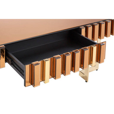 Rivoli Gold Mirrored Coffee Table with Drawer