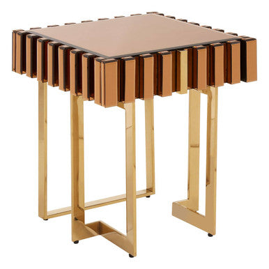 Rivoli Gold Finish and Mirrored Side Table
