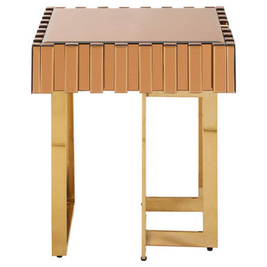 Rivoli Gold Finish and Mirrored Side Table