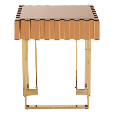 Rivoli Gold Finish and Mirrored Side Table