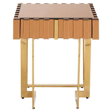 Rivoli Gold Finish and Mirrored Side Table