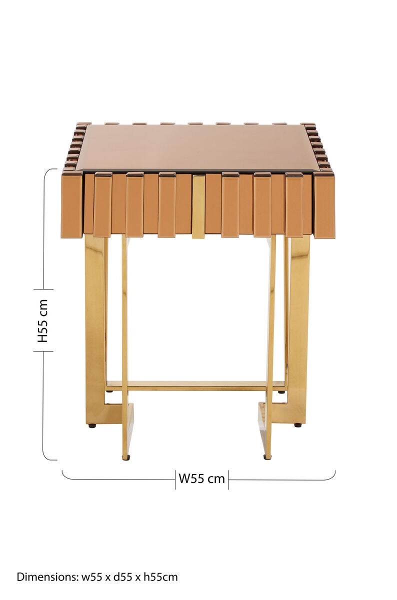 Rivoli Gold Finish and Mirrored Side Table