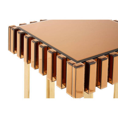 Rivoli Gold Finish and Mirrored Side Table