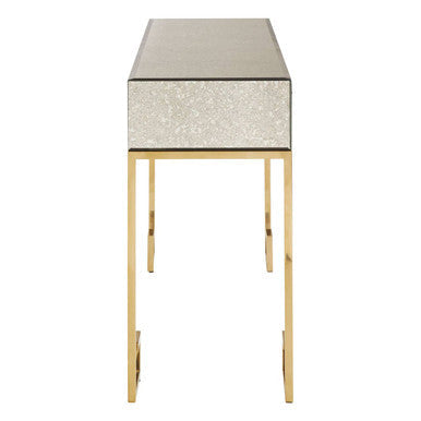 Rieti Antique Mirrored and Gold Finish 2 Drawer Console Table