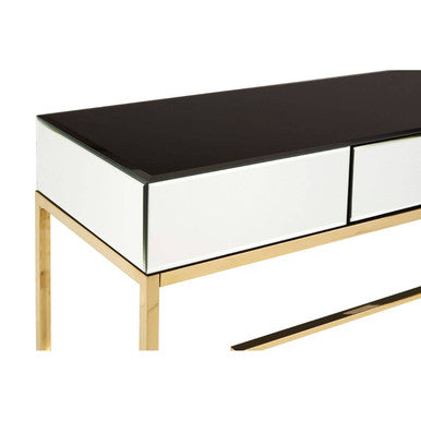Rimini Black Mirrored and Gold Finish Console Table with Drawer