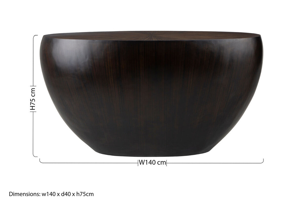 Gabo Ebony Bamboo Top Round Console Table