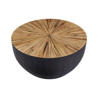 Gabo Black and Natural Bamboo Small Round Coffee Table