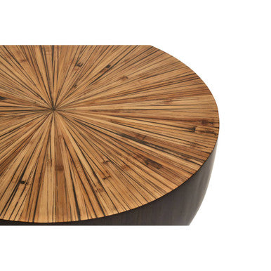 Gabo Black and Natural Bamboo Small Round Coffee Table