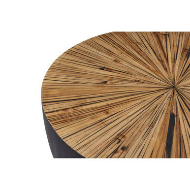 Gabo Black and Natural Bamboo Small Round Coffee Table