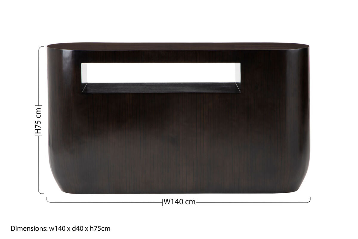 Gabelle Black Bamboo Oval Console Table