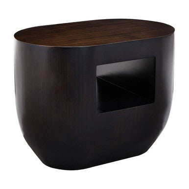Gabelle Ebony Bamboo Oval Side Table