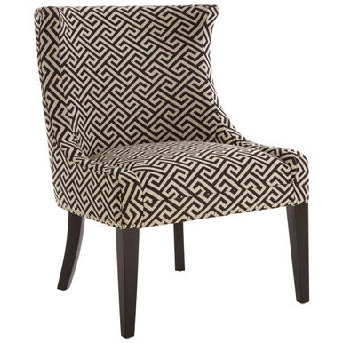 Regents Park Black and Beige Greek Key Fabric Design Chair