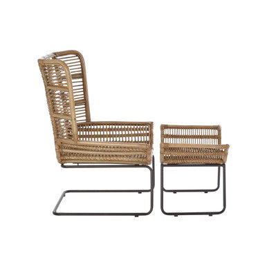 Manado Natural Kubu Rattan Lounge Chair and Footstool