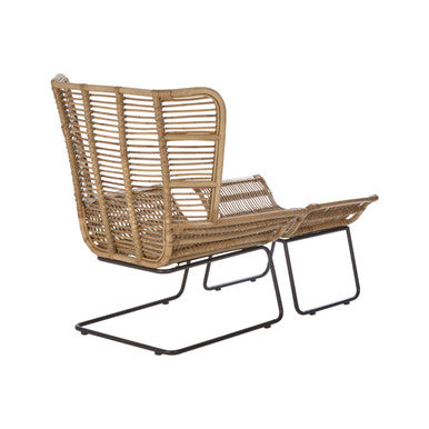 Manado Natural Kubu Rattan Lounge Chair and Footstool
